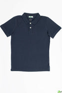 Boy's half sleeve slim fit polo in Dark Navy Blue