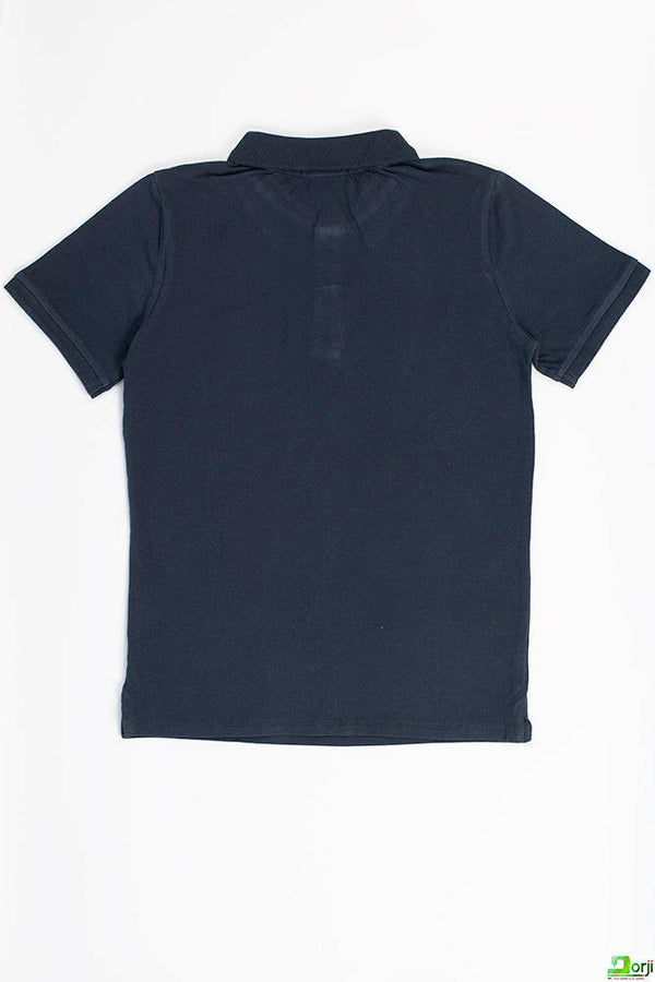 Boy's half sleeve slim fit polo in Dark Navy Blue