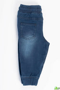 Little Boys stylish casual fit Dark Blue Denim Trouser with lace.