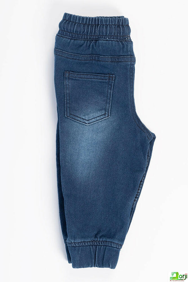 Little Boys stylish casual fit Dark Blue Denim Trouser with lace.