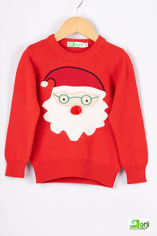 Unisex full sleeve round neck regular fit Santa knit sweater.