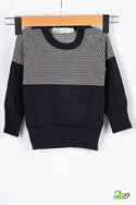 Boys full sleeve round neck in half White net design on Black.