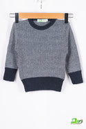 Boys full sleeve round neck in full body White net design on Black 100% cotton slim fit knit sweater with stretchable hand.