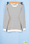 Boys full sleeve round neck Black and White stripes 100% cotton light knit sweater.