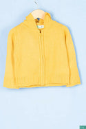 Girl's full sleeve hoodie casual fit zip sweater in Yellow.