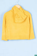 Girl's full sleeve hoodie casual fit zip sweater in Yellow.