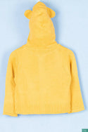 Girl's full sleeve hoodie casual fit zip sweater in Yellow.