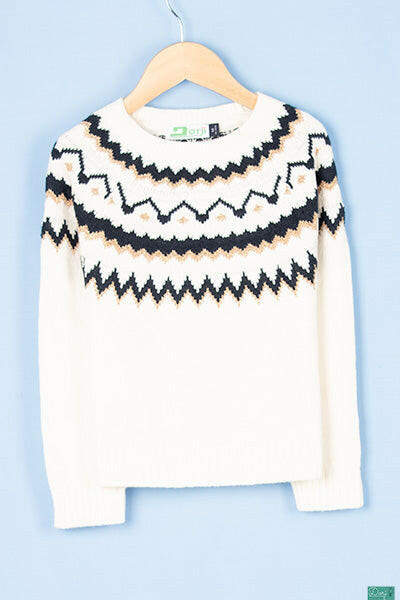 Girl's full sleeve crew neck design slim fit sweater.