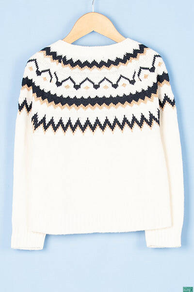 Girl's full sleeve crew neck design slim fit sweater.