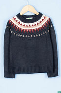 Girl's full sleeve nice crew neck design slim fit sweater in Navy.