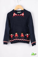 Unisex full sleeve round neck regular fit knit sweater.