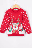 Unisex full sleeve round neck regular fit Christmas reindeer knit sweater.