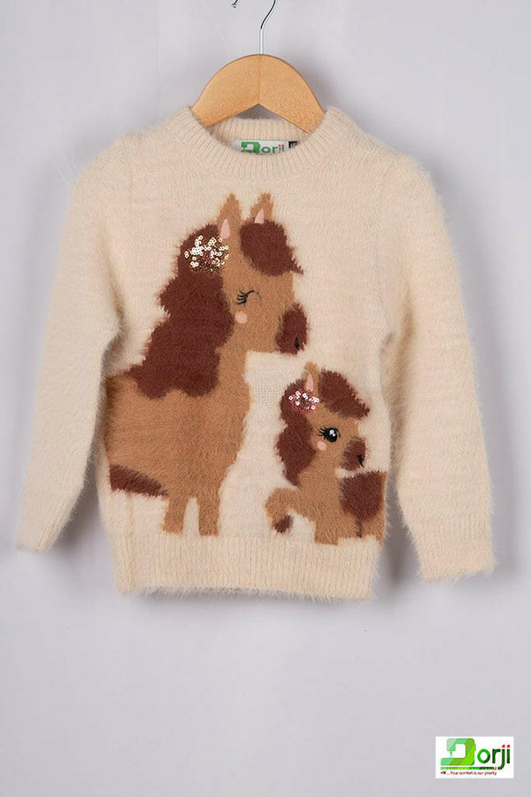 Kids full sleeve round neck regular fit Kids woolly soft knit sweater.