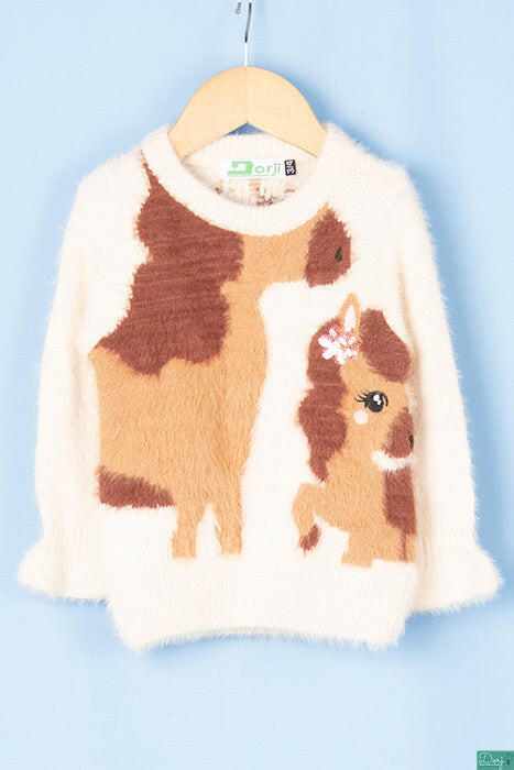 Kids full sleeve round neck regular fit Kids woolly soft knit sweater.