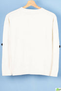 Girl's snow cute crew neck casual fit full sleeve knit sweater in White