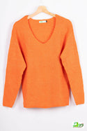 Ladies full sleeve V neck loose fit winter pullover.