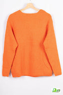 Ladies full sleeve V neck loose fit winter pullover.