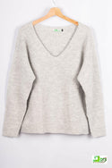 Ladies full sleeve V neck loose fit winter pullover.