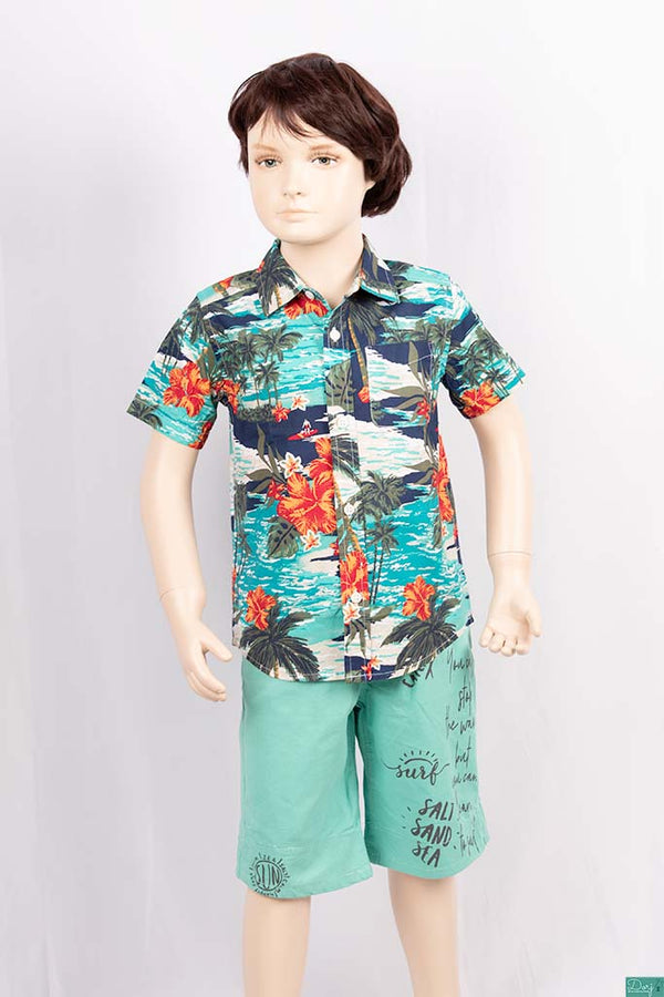 Boy’s half sleeve slim fit Shirts with floral summer beach print. 