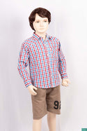 Boys full sleeve slim fit Shirts on Red & blue large check with White.
