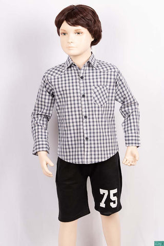 Boys full sleeve regular fit Shirts on B & W and grey check with pocket