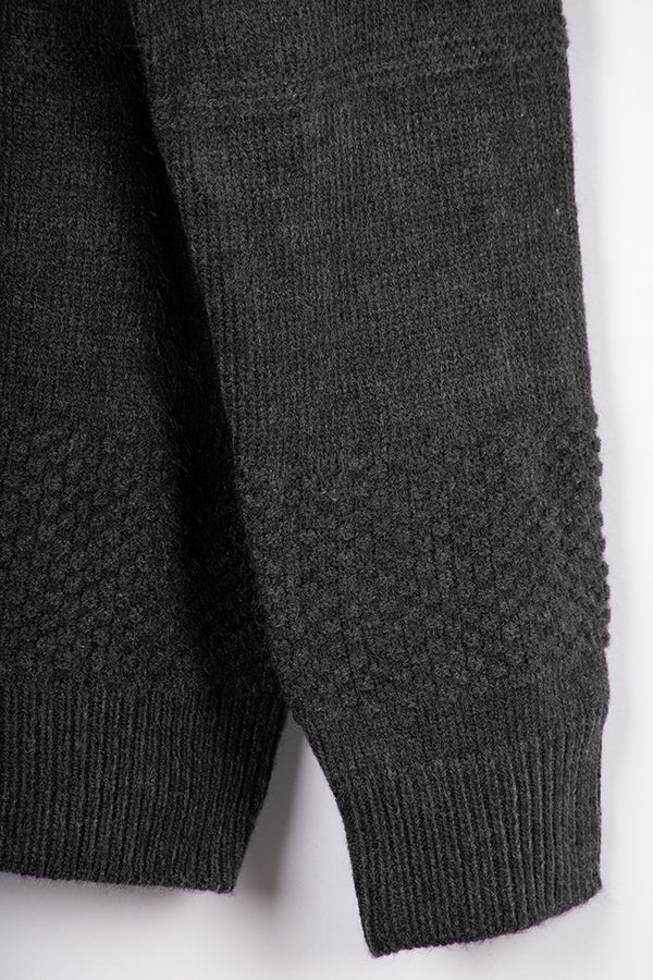 Men’s Black Round Neck Full Sleeve Sweater - Dorji 