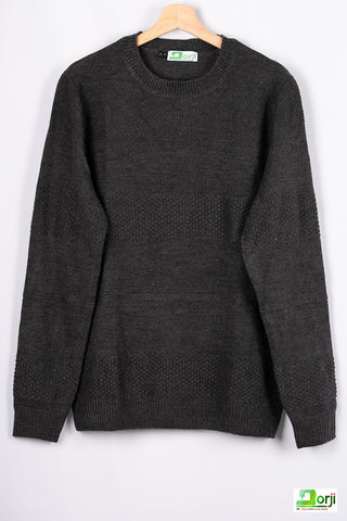 Men’s full sleeve round neck regular fit Black sweater.