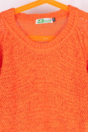 Girl's crew neck casual fit full sleeve Chunky knit short length sweater 