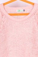 Girl's crew neck casual fit full sleeve Chunky knit short length sweater 