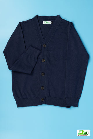 Girl's full sleeve casual fit Cardigan in Navy Blue.