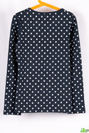 Girl's crew neck casual fit full sleeve styled polka jumper in Navy blue. 