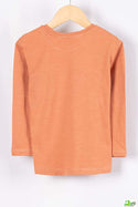 Girl's full sleeve casual fit T- Shirt in Peach colour. 