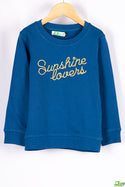 Girl's crew neck casual fit full sleeve jumper in blue colour. 
