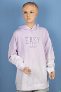 Girl's full sleeve casual fit hoodie on Lavender& White Shades.
