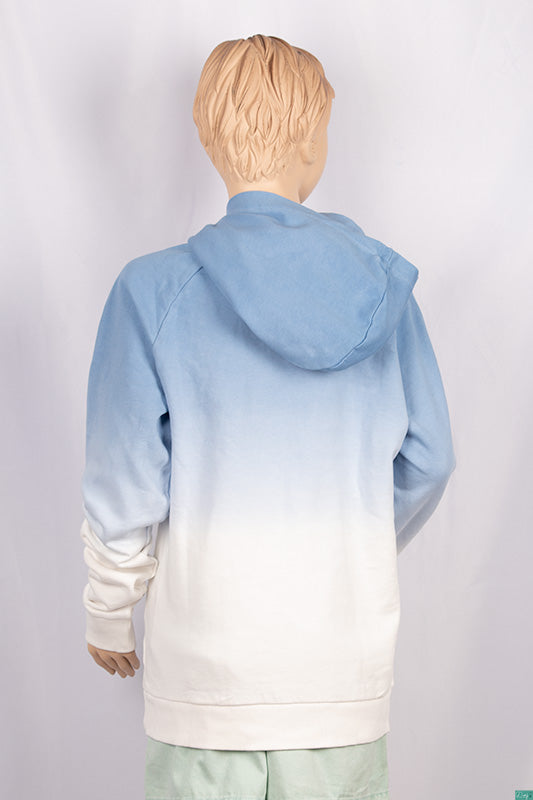 Girl's full sleeve casual fit hoodie on Sky Blue & White Shade with front pockets