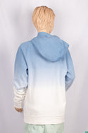 Girl's full sleeve casual fit hoodie on Sky Blue & White Shade with front pockets