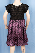Girls short sleeve crochet work dresses with a cute bow. 