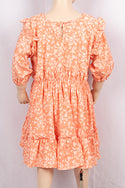 Girls short sleeve with frill linen dresses in various floral prints.
