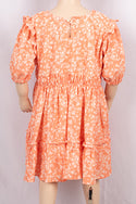 Girls short sleeve linen dresses with chest frills designed in various floral prints.