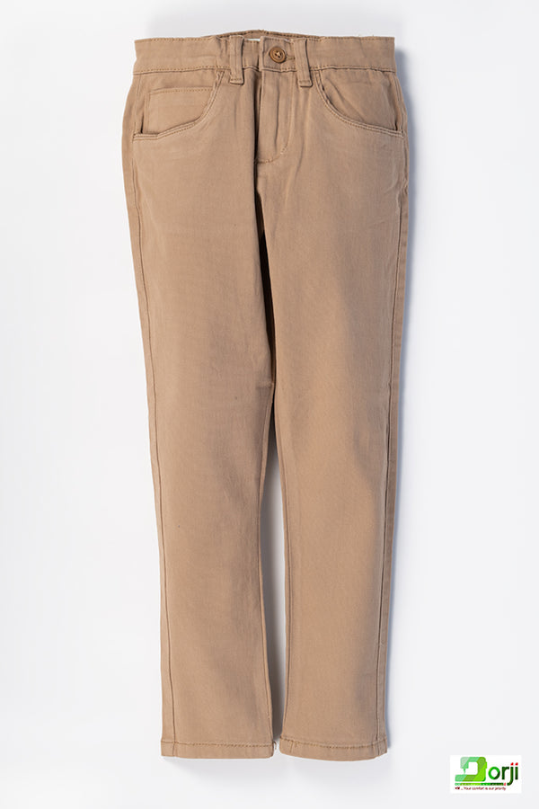 Girl's slim fit chino pants in Brown / Tan / Khaki.