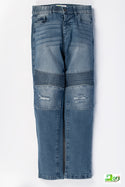 Girl's Regular fit Ripped faded Jeans in Denim Blue.