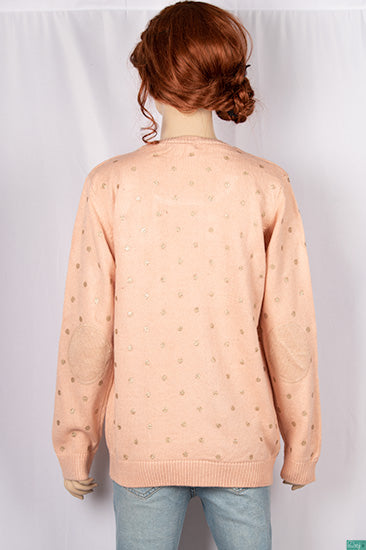 Ladies full sleeve Round neck casual fit polka dot sweaters.