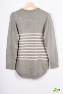 Women’s full sleeve round neck loose fit winter knit sweater.