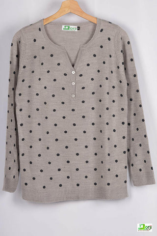 Ladies Full sleeve Casual fit Black Polka Dot Knitwear