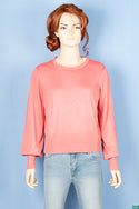  Ladies full sleeve round neck Casual fit light knitwear in Pink with nice back net design.