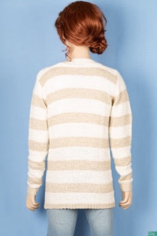 Ladies full sleeve V neck casual fit knitwear in Off white & Beige shades.