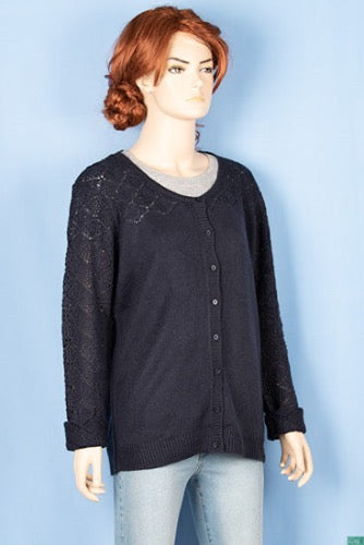 Ladies net design round neck and full net sleeve soft light Cardigan.