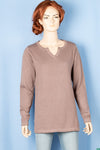 Ladies full sleeve casual fit round collar with v placket neck sweater.