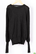 Ladies Light net designed fluffy Raglan full sleeve Soft Sweater in Black. A beautiful soft silk net sweater with 65% cotton & 35% polyester. 