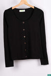 Ladies full sleeve casual fit round neck with small buttons tops